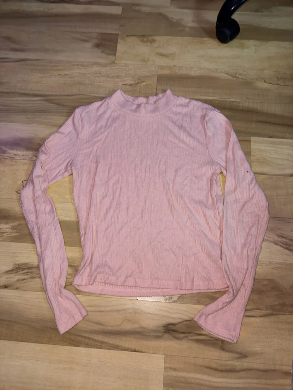 Fashion Nova Light Pink Ribbed Long Sleeve Top